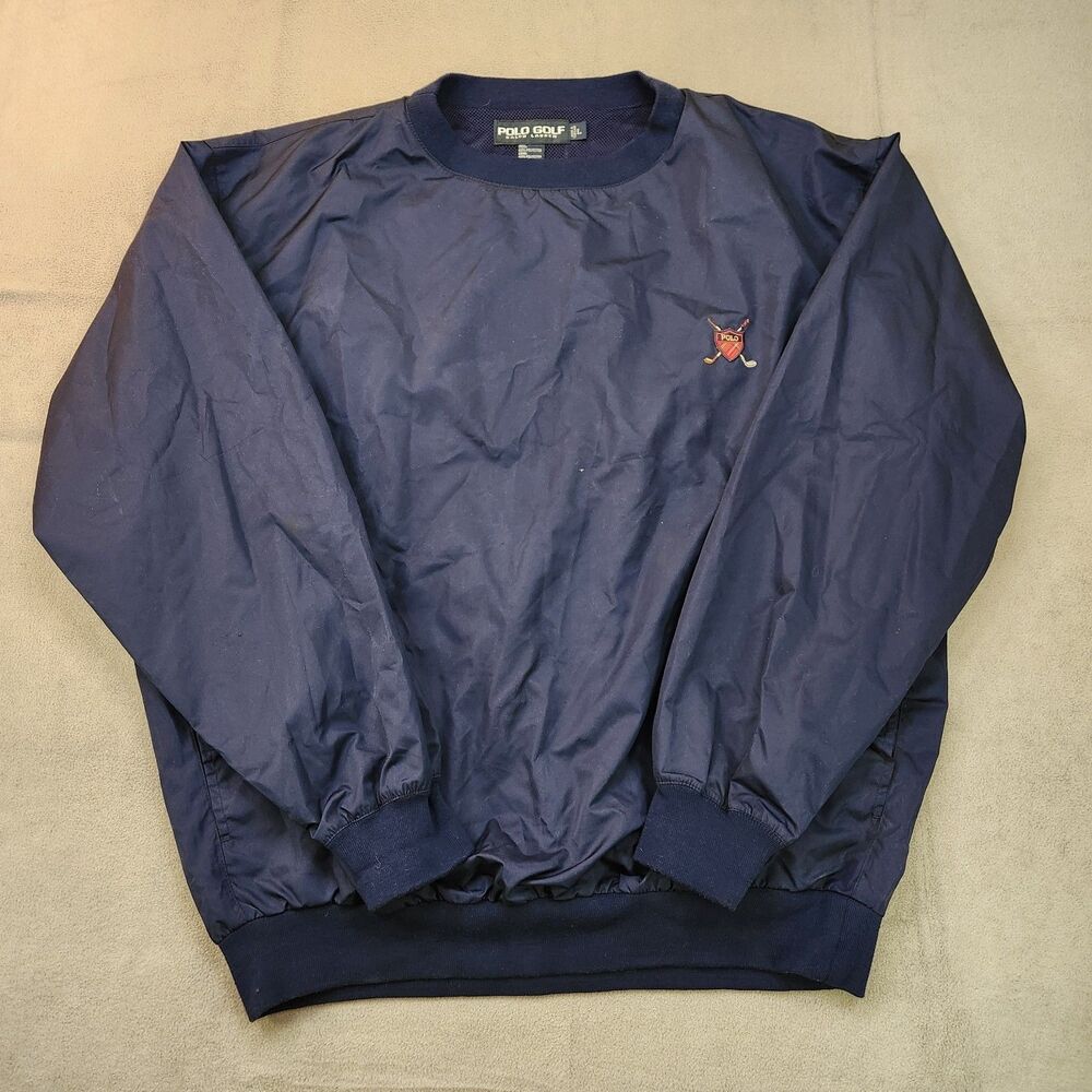 Vintage Polo Golf Ralph Lauren Pullover Windbreaker Jacket Men's L Blue 90's Y2K
